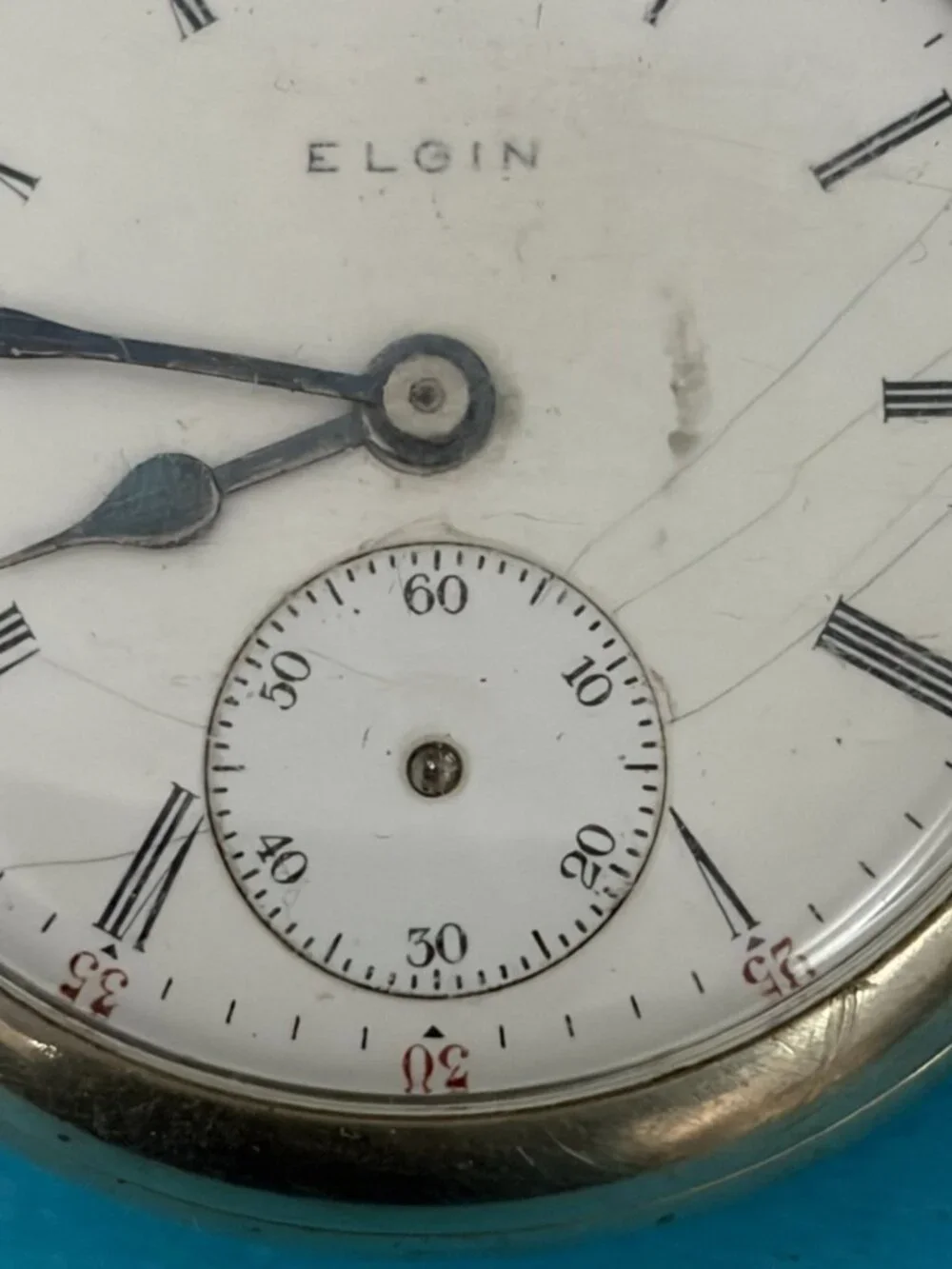 1925 Elgin Pocket Watch Model 7 480 16s 7j Fahy’s case 4 parts / repair